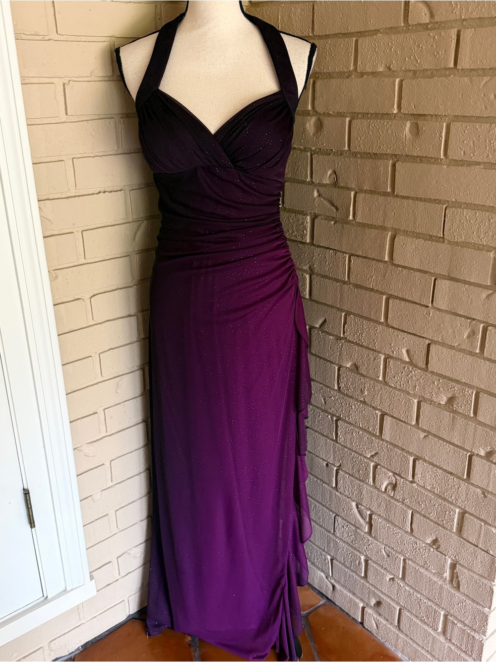 Betsy & Adam Purple vintage 90s Y2K shimmer Chiffon prom Hoco maxi dress 10